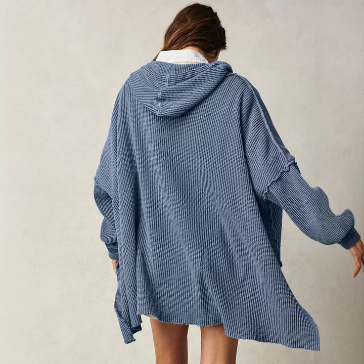Ladies Oversized Waffle Hoodie with Kangaroo Pocket Lune London