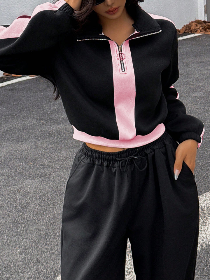 Ladies Mixed Sports Set with High Collar and Zipper Lune London