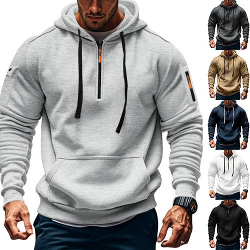Functional hoodie for men with contrasting zipper and practical pockets Amarae