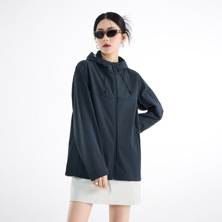 Women's Breathable Softshell Rain Jacket with Hood, Windproof and Minimalist Tech Look Amarae