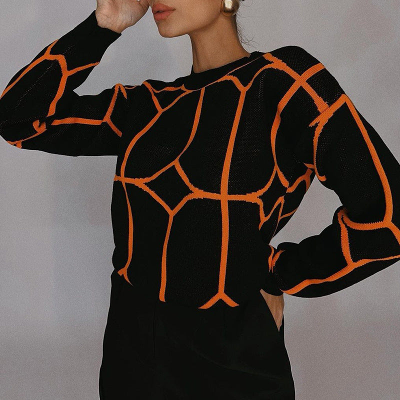 Trendy knitted sweater for women with geometric graphic design and great comfort Lune London