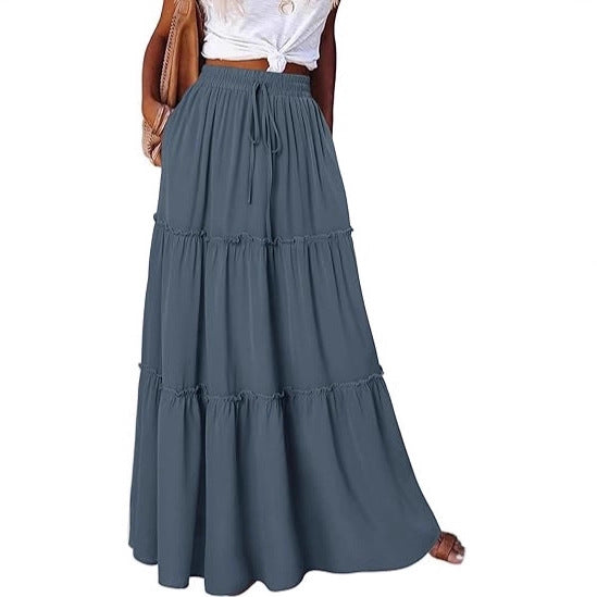 Jupe maxi aérienne pour femmes avec détails de volants Chic & Stil