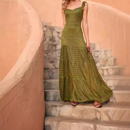 Maxi dress for women with exquisite crochet structure and a flowing skirt Amarae