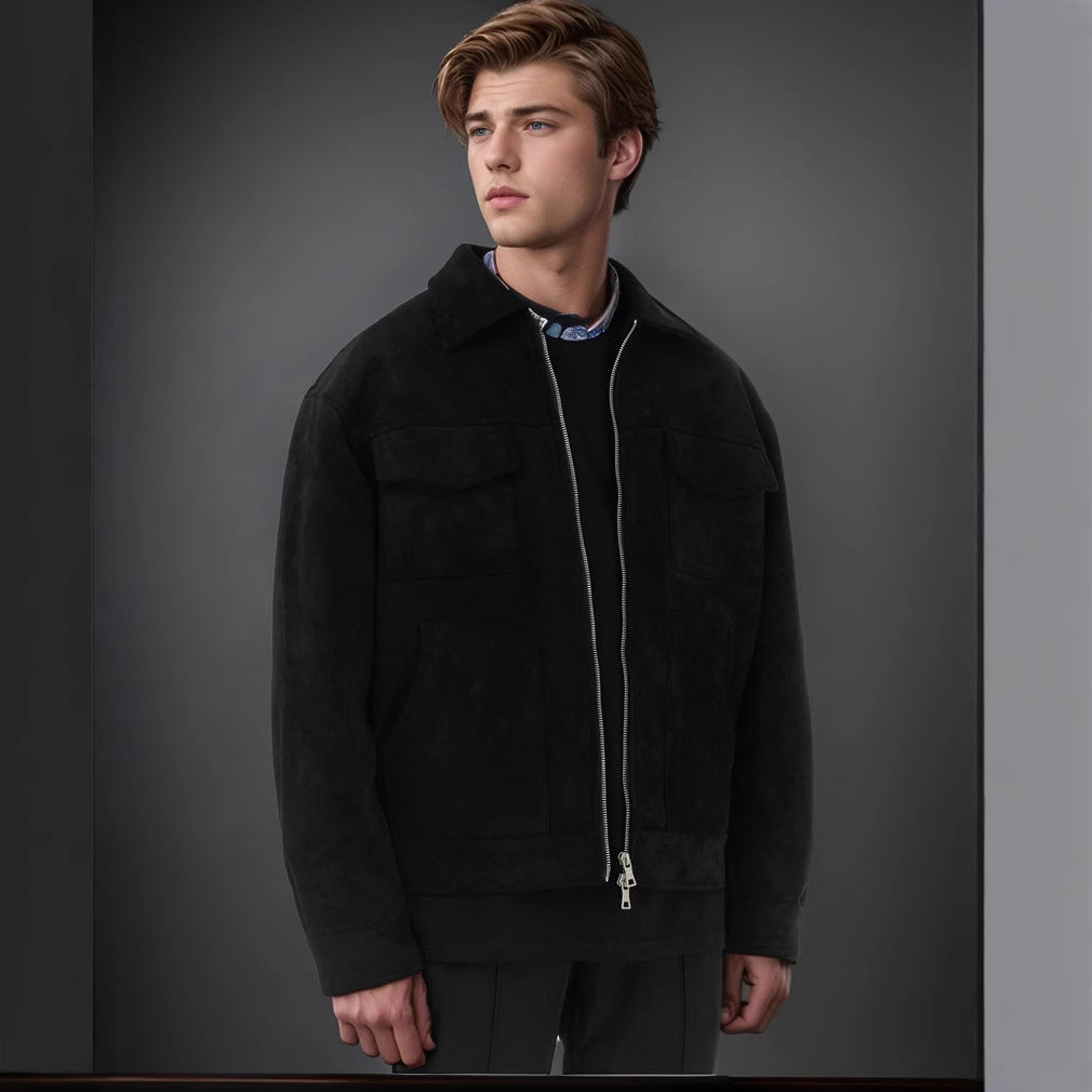 Trendy jacket for men with practical patch pockets and zipper Lune London
