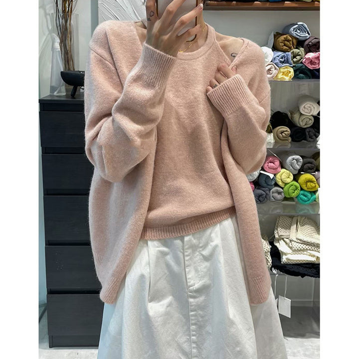 Pull en maille pelucheuse pour femme avec coupe décontractée et manches ouvertes Chic & Stil