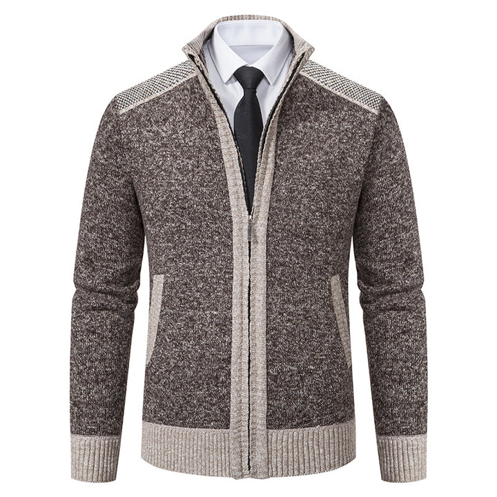 Quilted knit jacket for men with high collar and practical pockets Lune London