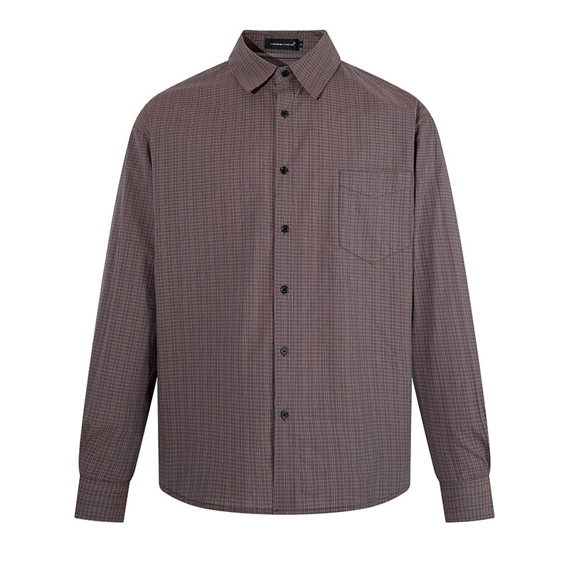Men's long sleeve shirt in fine Glencheck with chest pocket and straight cut Amarae