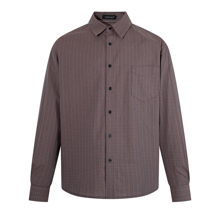 Men's long sleeve shirt in fine Glencheck with chest pocket and straight cut Amarae