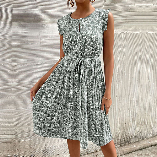 Pleated dress for ladies with waist belt Amarae