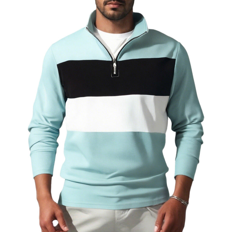 Sporty sweater for men with stand-up collar and zipper Lune London