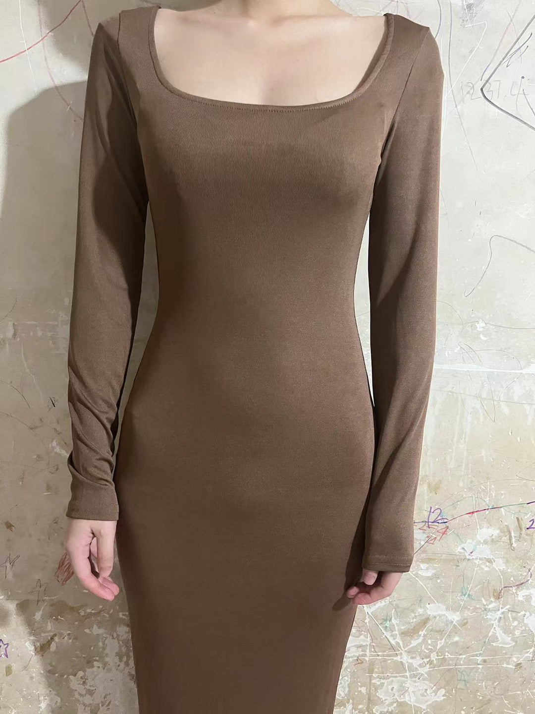 Long fitted long sleeve dress for women Lune London