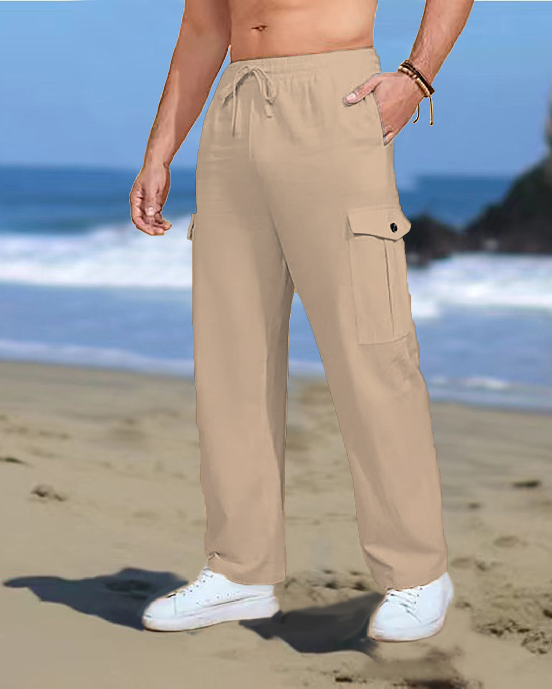 Casual cargo pants for men with elastic waistband and practical side pockets Lune London