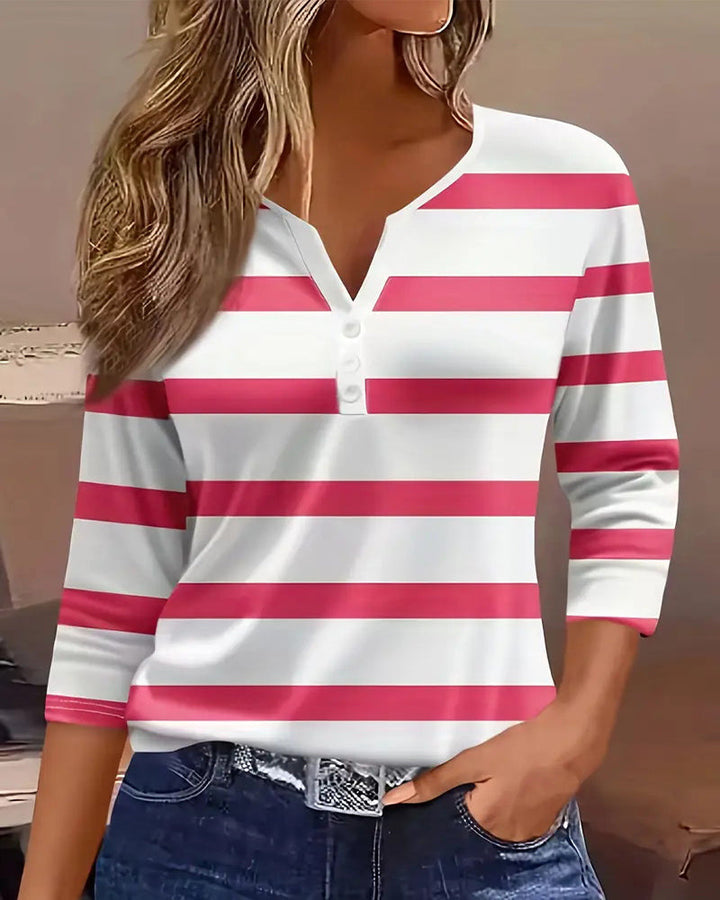 Chemise à manches longues pour femmes avec rayures bleu marine Chic & Stil