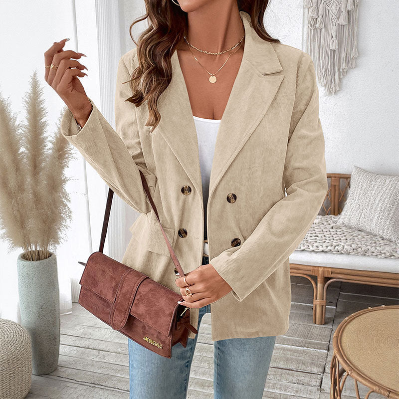 Elegant corduroy blazer for women in classic cut with double-breasted Lune London