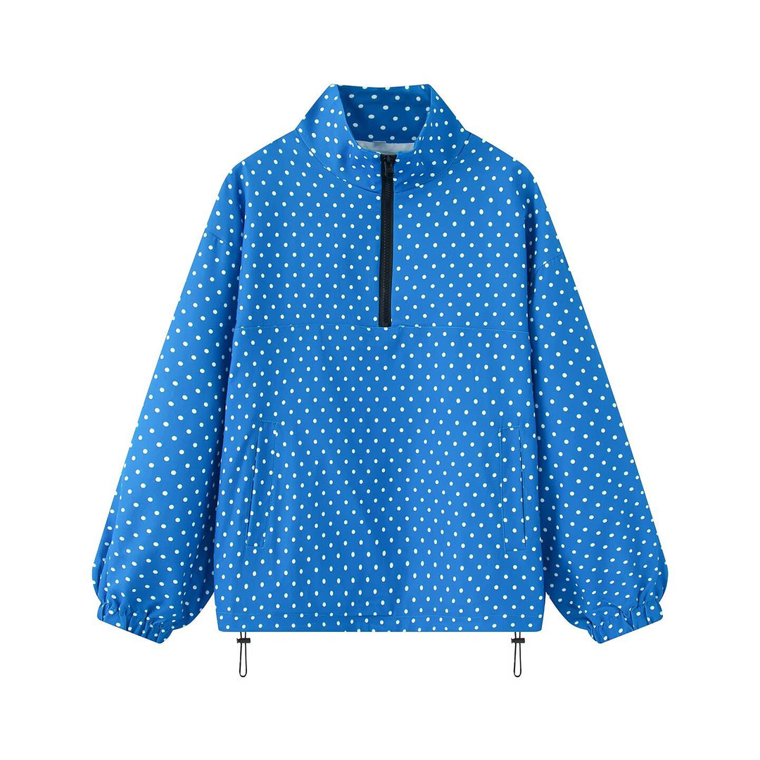 Women's Water-Repellent Oversized Anorak with Half Zipper and Kangaroo Pocket Amarae