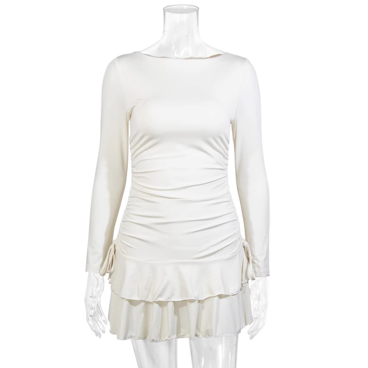 Women Figure-Hugging Minidress with Ruffle Details and Side Ties Lune London