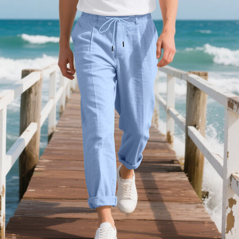 Casual chino pants for men with elastic waistband and practical side pockets Lune London