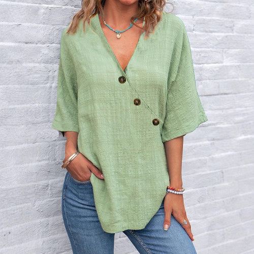 Wrap blouse for women with button details Amarae