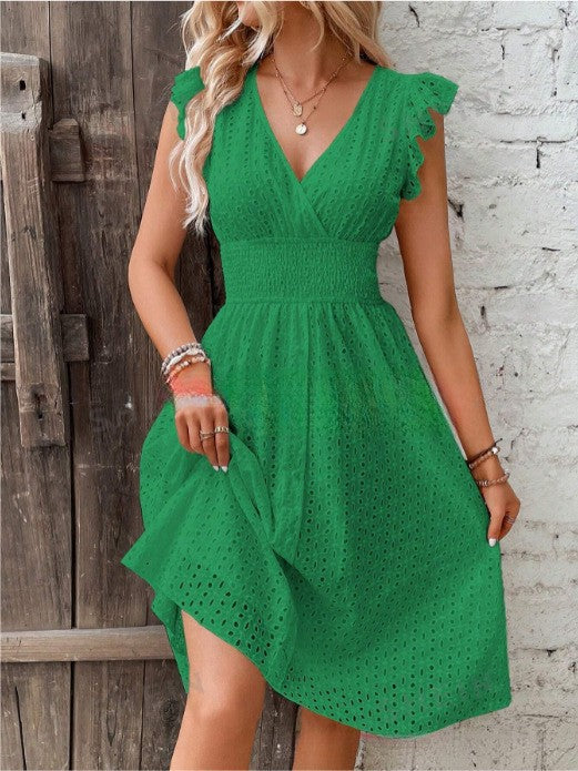 Summer Ruffle Dress for Women with Waffle Texture Lune London