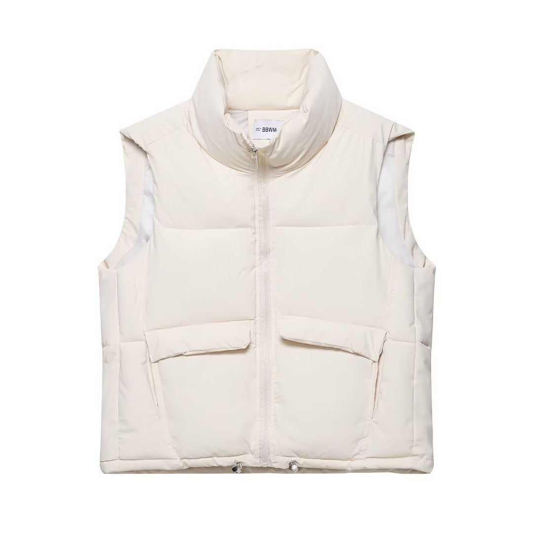 Women's trendy quilted vest with high collar and practical pockets Lune London