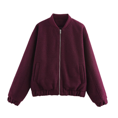 Fleece bomber jacket for women with elastic hem and practical side pockets Amarae