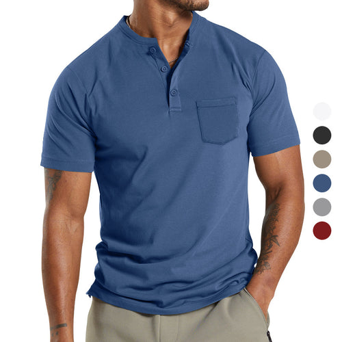 Men's Short Sleeve Henley T-Shirt with Practical Button Detail Amarae
