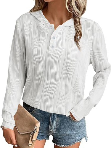 Casual hooded T-shirt for women with textured surface Amarae