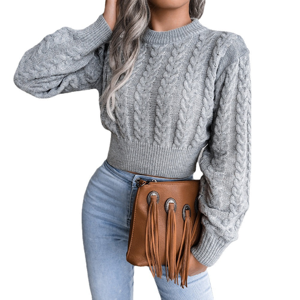 Pull en tricot épais pour femmes avec design en torsades et coupe décontractée Chic & Stil
