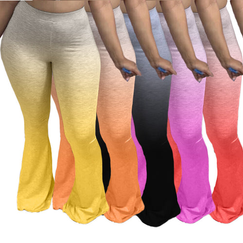 Amarae women's flared sports leggings with gradient colors