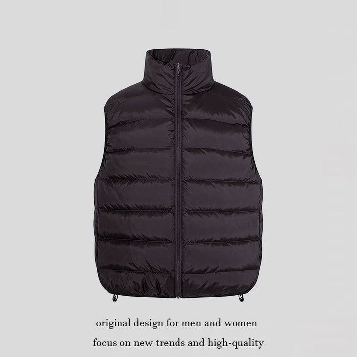 Women's quilted vest with high stand-up collar, heat-insulating padding, and adjustable hem Amarae