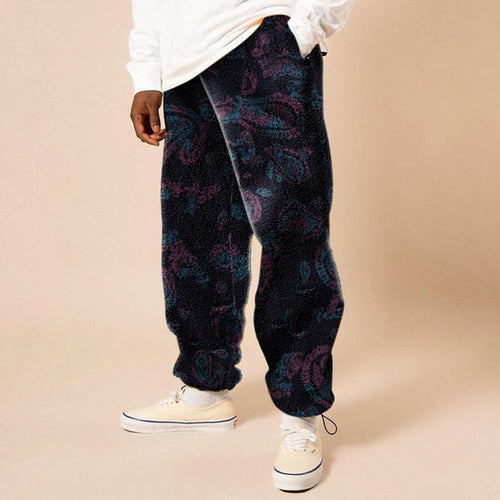 Soft fleece pants for men with floral pattern and elastic waistband Amarae