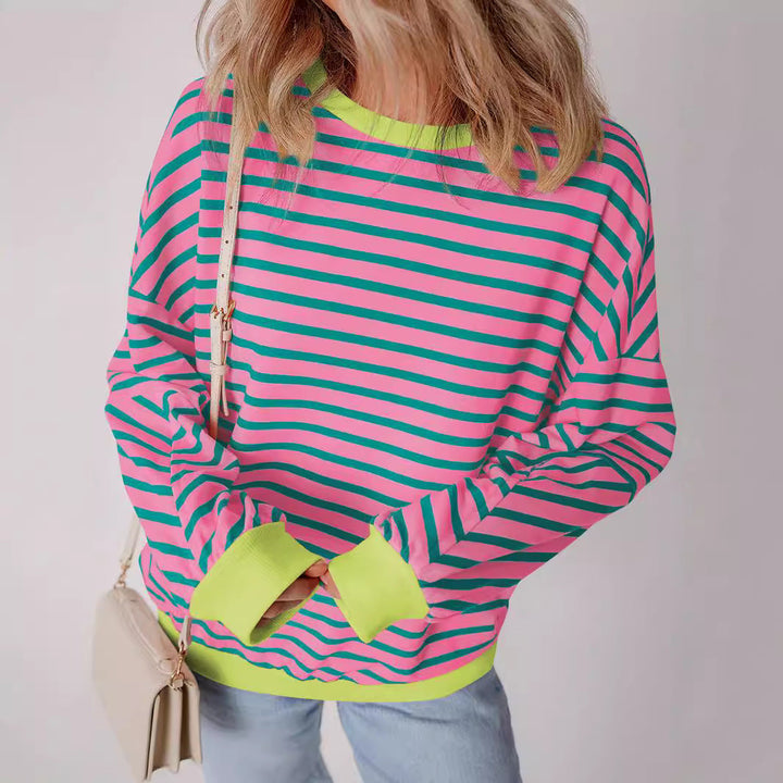 Women's casual striped sweatshirt with boxy cut and contrasting finishes Amarae
