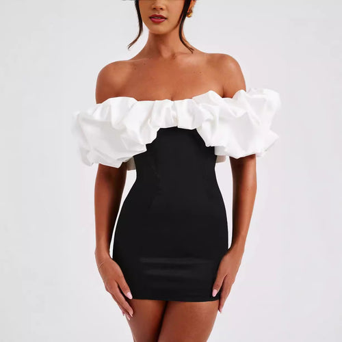 Ladies Elegant Slim Dress with Chic Ruffle Details and Style