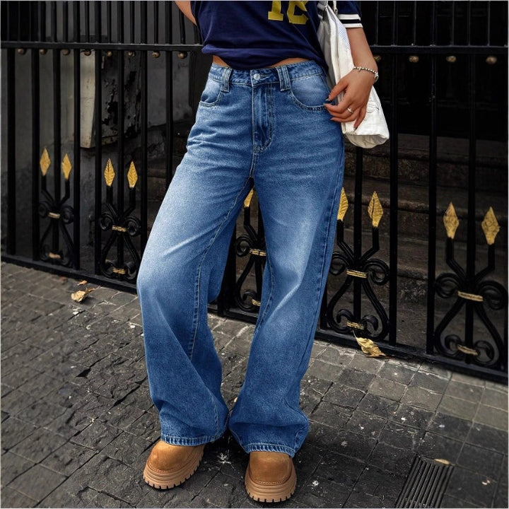 Women's High-Waist Wide Denim Pants with Palazzo Cut Amarae