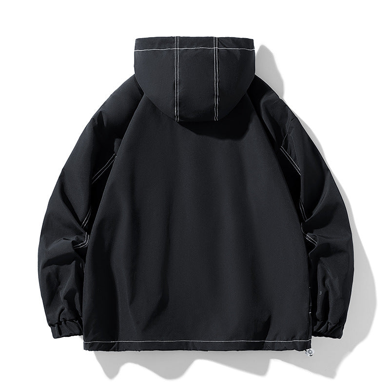 Men's Oversize Softshell Jacket with Hood, water-repellent surface & contrasting seam details Amarae
