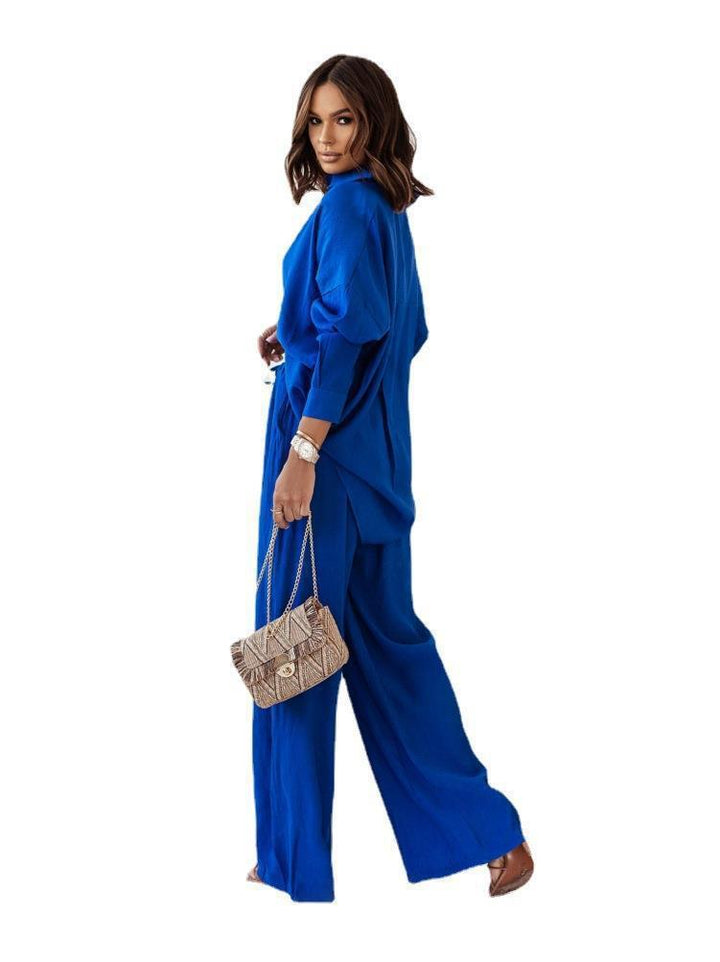 Lightweight two-piece women's set consisting of a shirt and pants with a knot at the waist Lune London