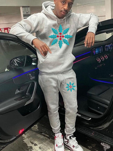 Amarae women's hoodie and jogger pants set with winter leaf pattern