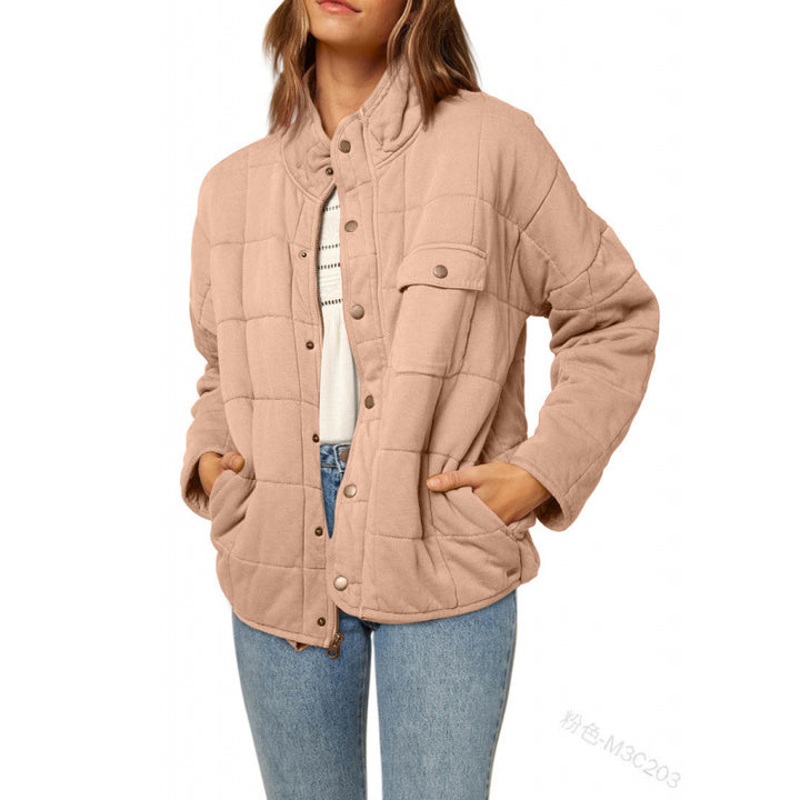 Quilted jacket for women with decorative button Lune London