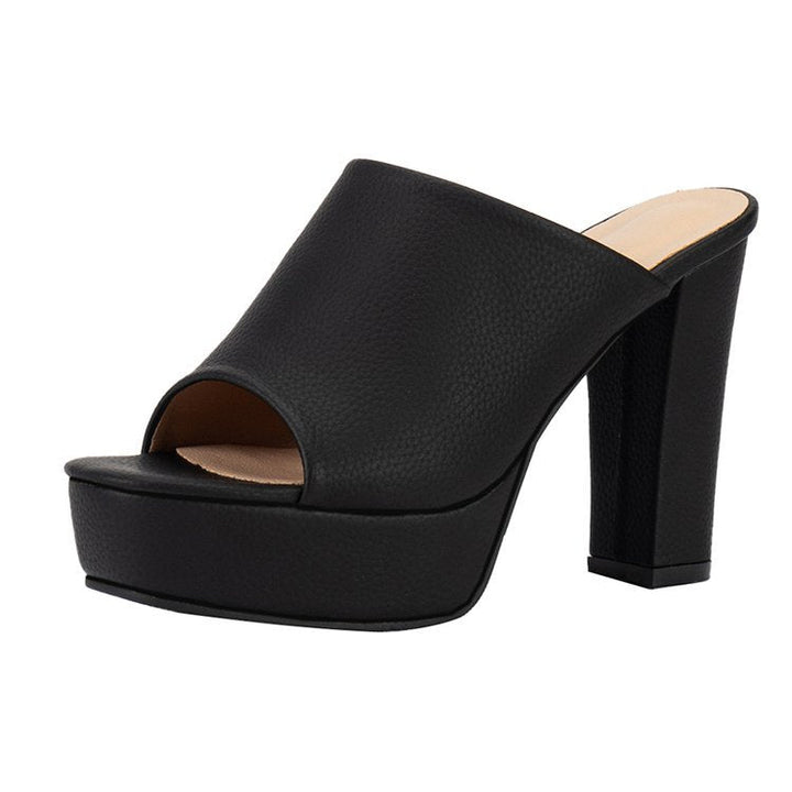 Women's Platform Mules with Open Toe Area and Stylish Block Heel Lune London