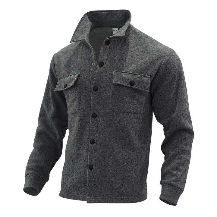 Men's Fleece Shirt Jacket with Two Chest Pockets and Stylish Stand-Up Collar Lune London