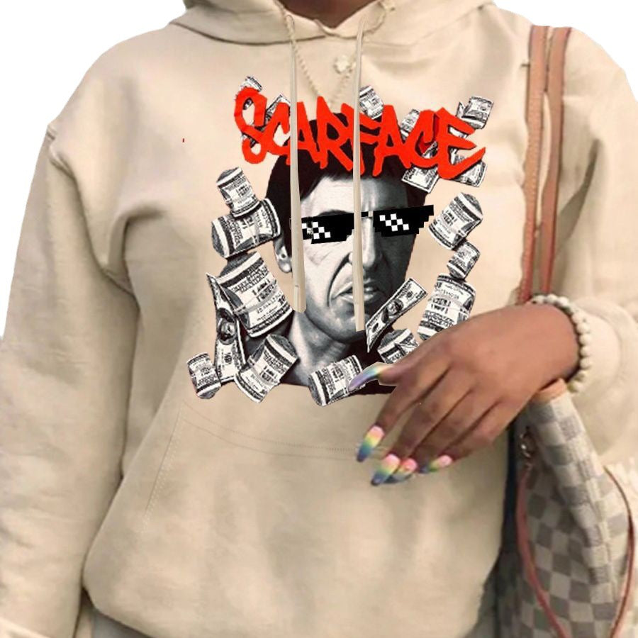 Hooded sweatshirt for ladies with creative graphic print Amarae