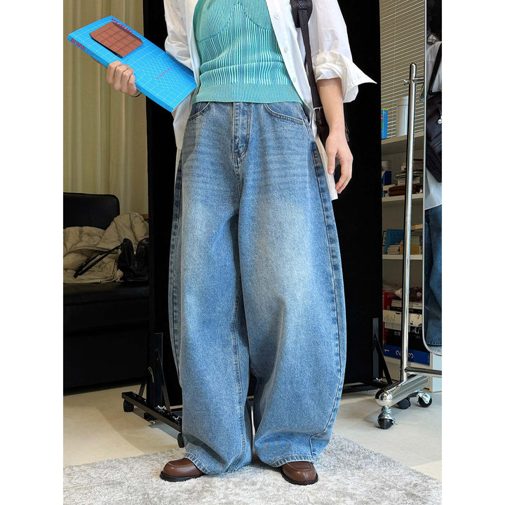 Women's Extra Wide High-Waist Denim Culotte in Balloon Baggy Cut Amarae
