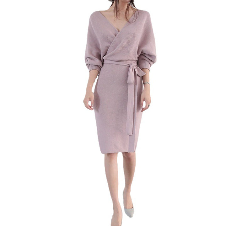 Robe tricotée pour femmes avec effet enveloppant et manches longues Chic & Stil