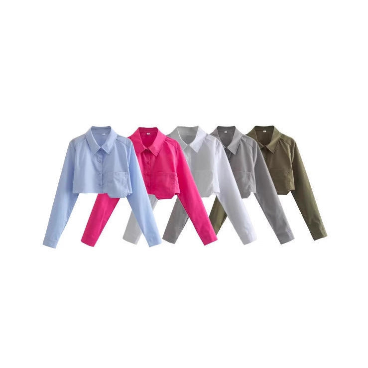 Cropped blouse for women with a modern fit and practical pocket design Lune London