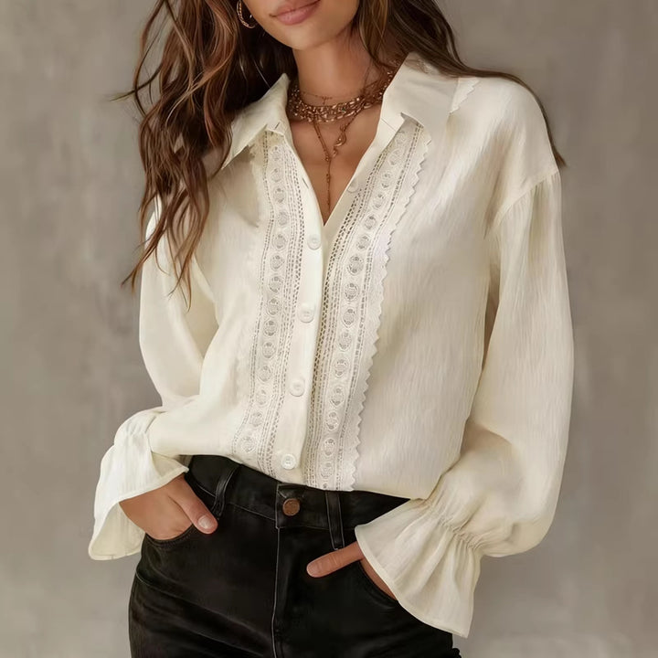 Women's elegant blouse with lace details and balloon sleeves Lune London