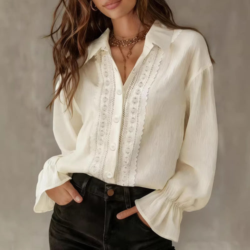 Women's elegant blouse with lace details and balloon sleeves Amarae