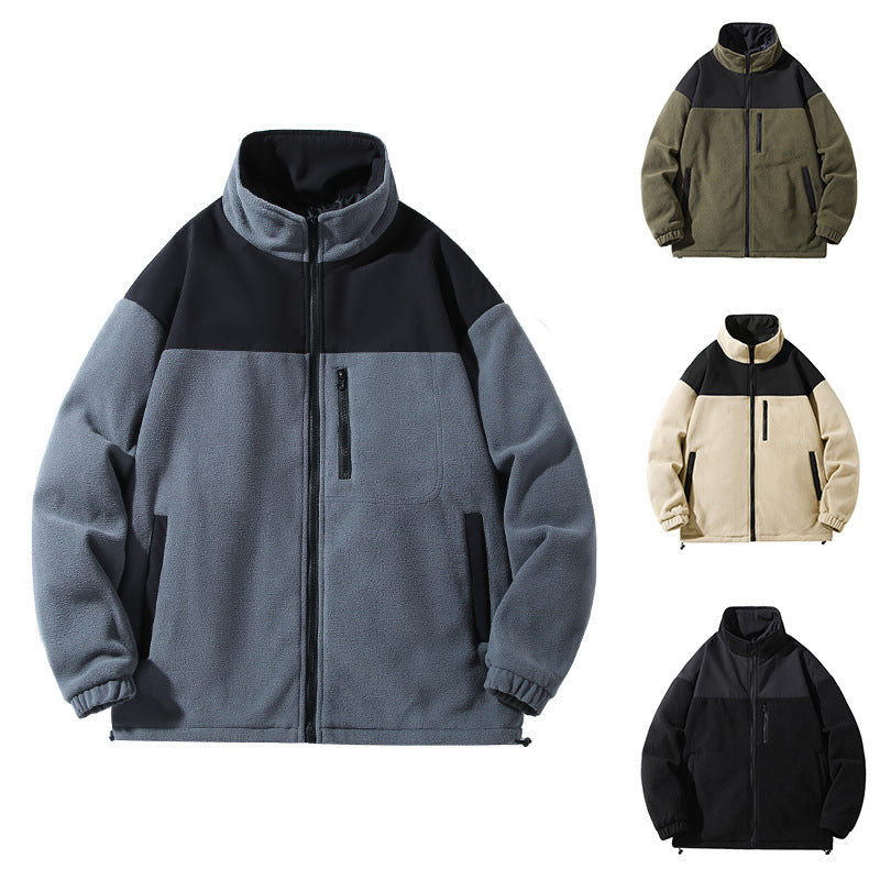 Fleece jacket for men with high collar and zippered pockets Lune London