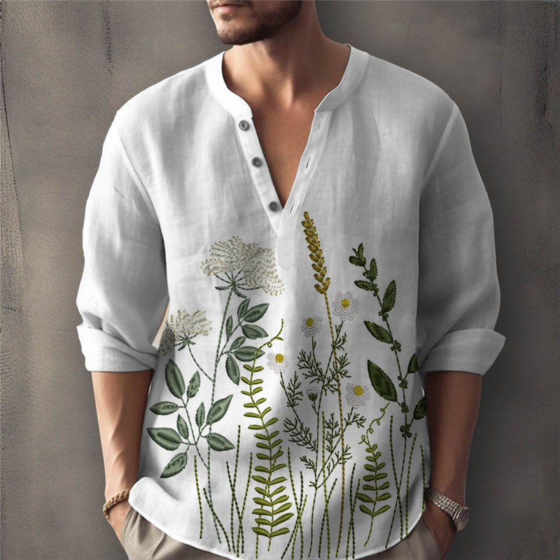 Elegant shirt for men embroidered with flowers Amarae