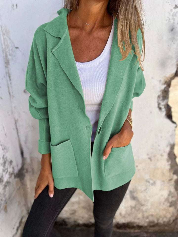 Women Casual Oversized Blazer with Practical Pockets and Button Closure Lune London
