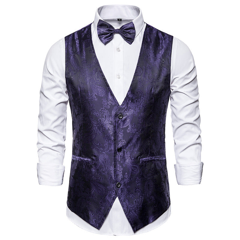 Men's Elegant Suit Vest with Fine Paisley Pattern Amarae